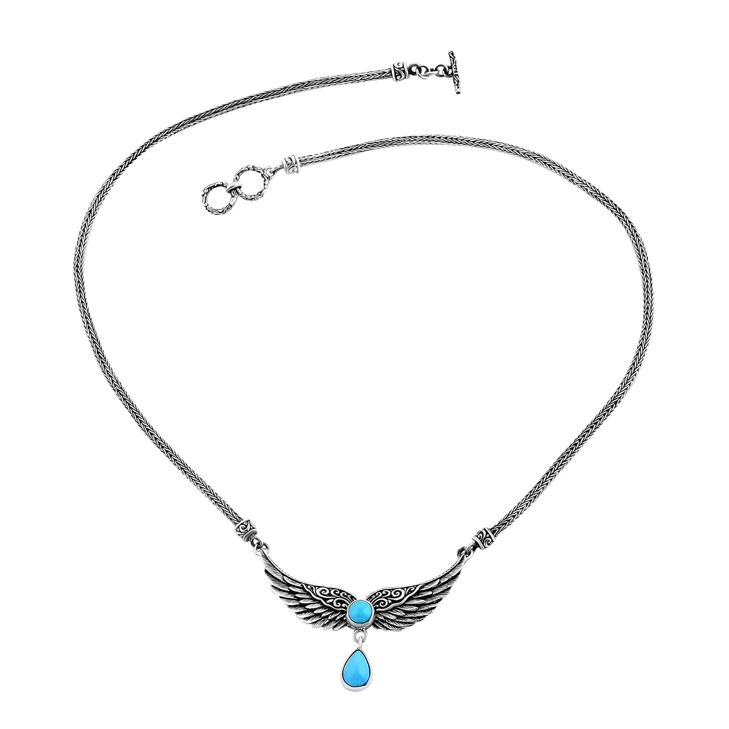 Balinese Silver Sleeping Beauty Turquoise Necklace ā A Statement of Strength & Grace