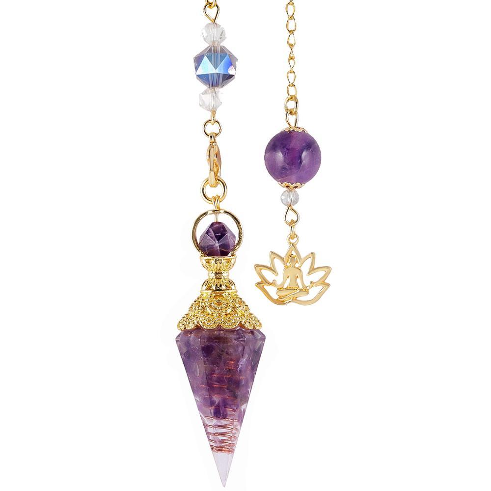 Crystal Gemstone Gold Divination Pendulum