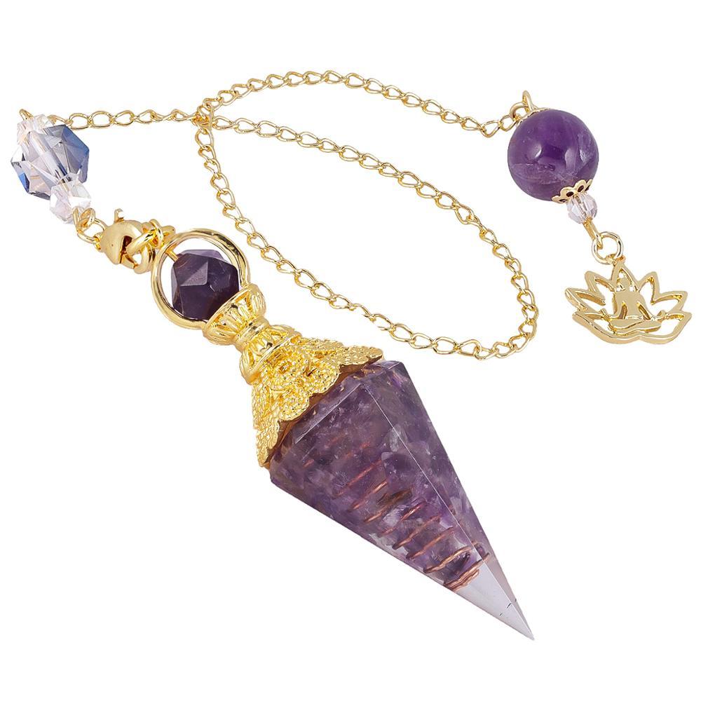 Crystal Gemstone Gold Divination Pendulum