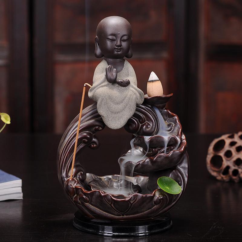 Grey Wave Buddha Backflow Incense Burner