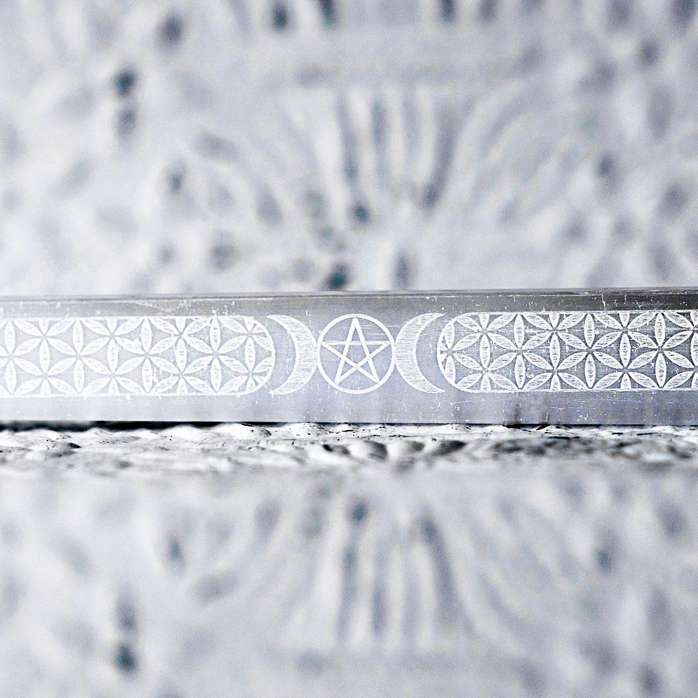 Selenite Stone Triple Moon Crystal Wand