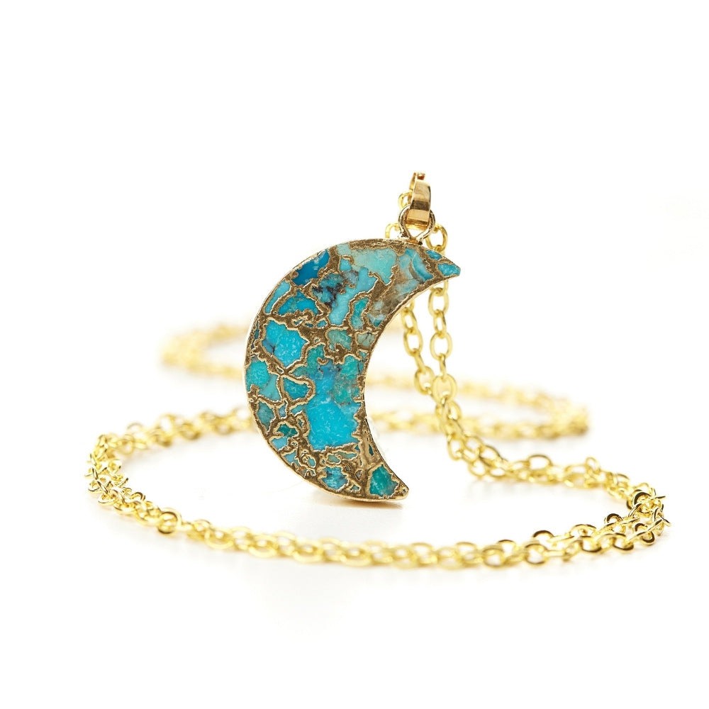 Crystal Turquoise Moon Necklace