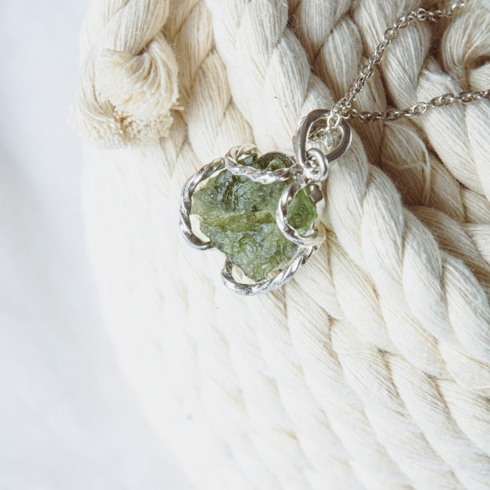 Real Moldavite Crystal Necklace