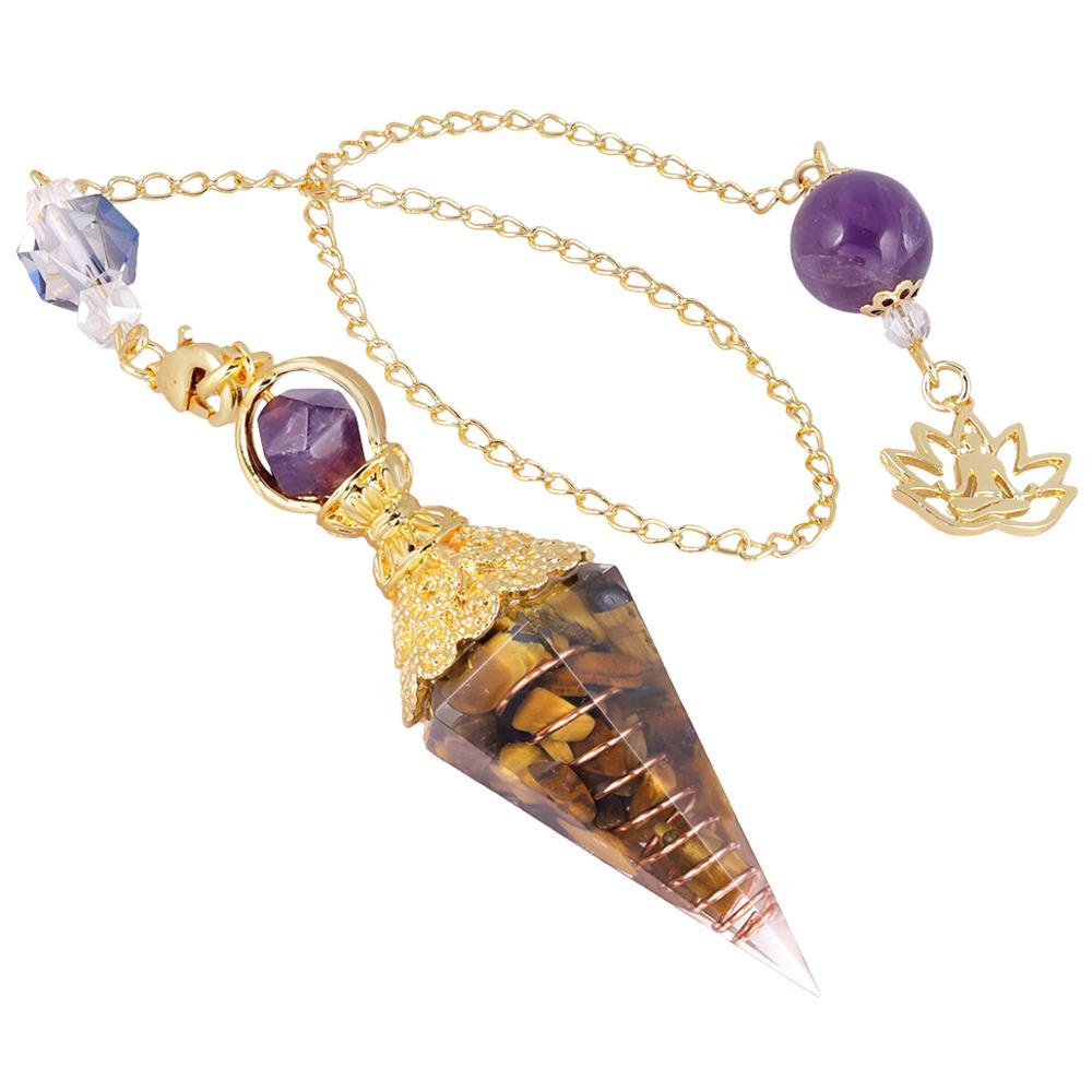 Crystal Gemstone Gold Divination Pendulum