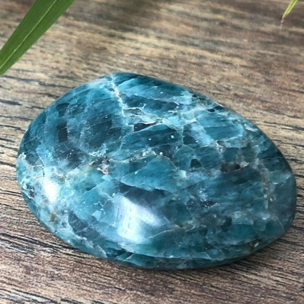 Blue Apatite Crystal Palm Stone