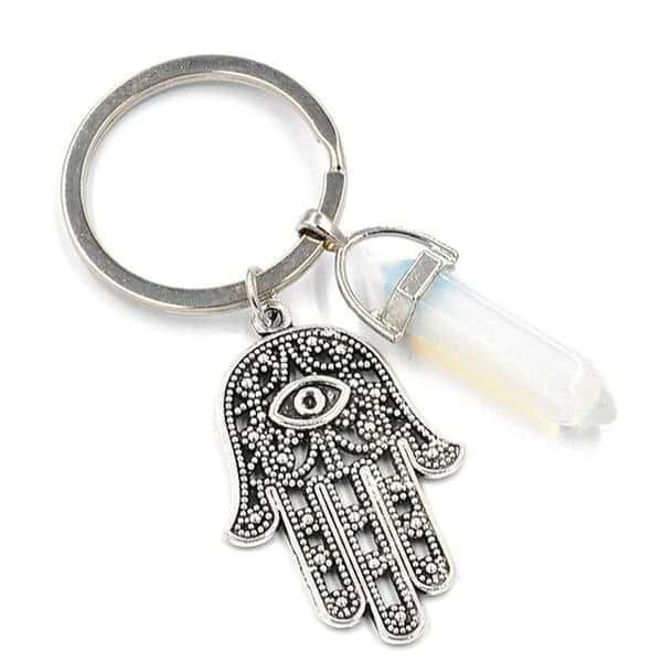 Hamsa Hand Natural Gemstone Keychain