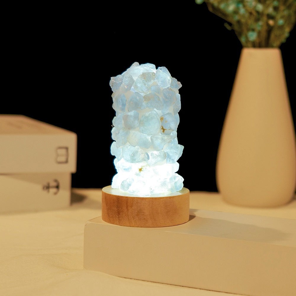 Blue Celestite Crystal Lamp