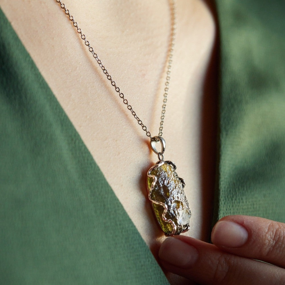 Real Moldavite Crystal Necklace