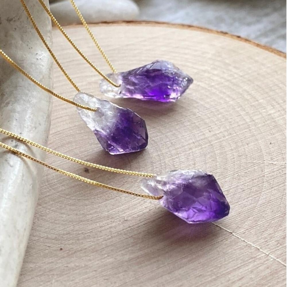 Raw Amethyst Crystal Pendant Necklace
