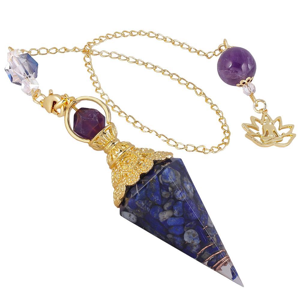 Crystal Gemstone Gold Divination Pendulum