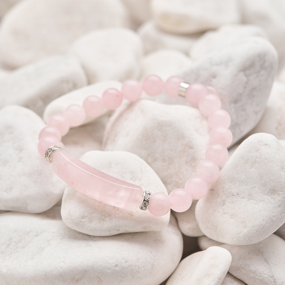 Rose Quartz Beaded Bracelet For Women