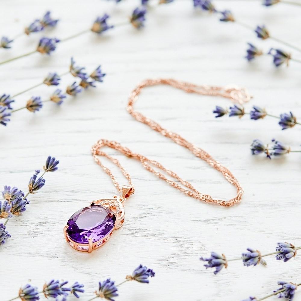 Gold Amethyst Crystal Necklace