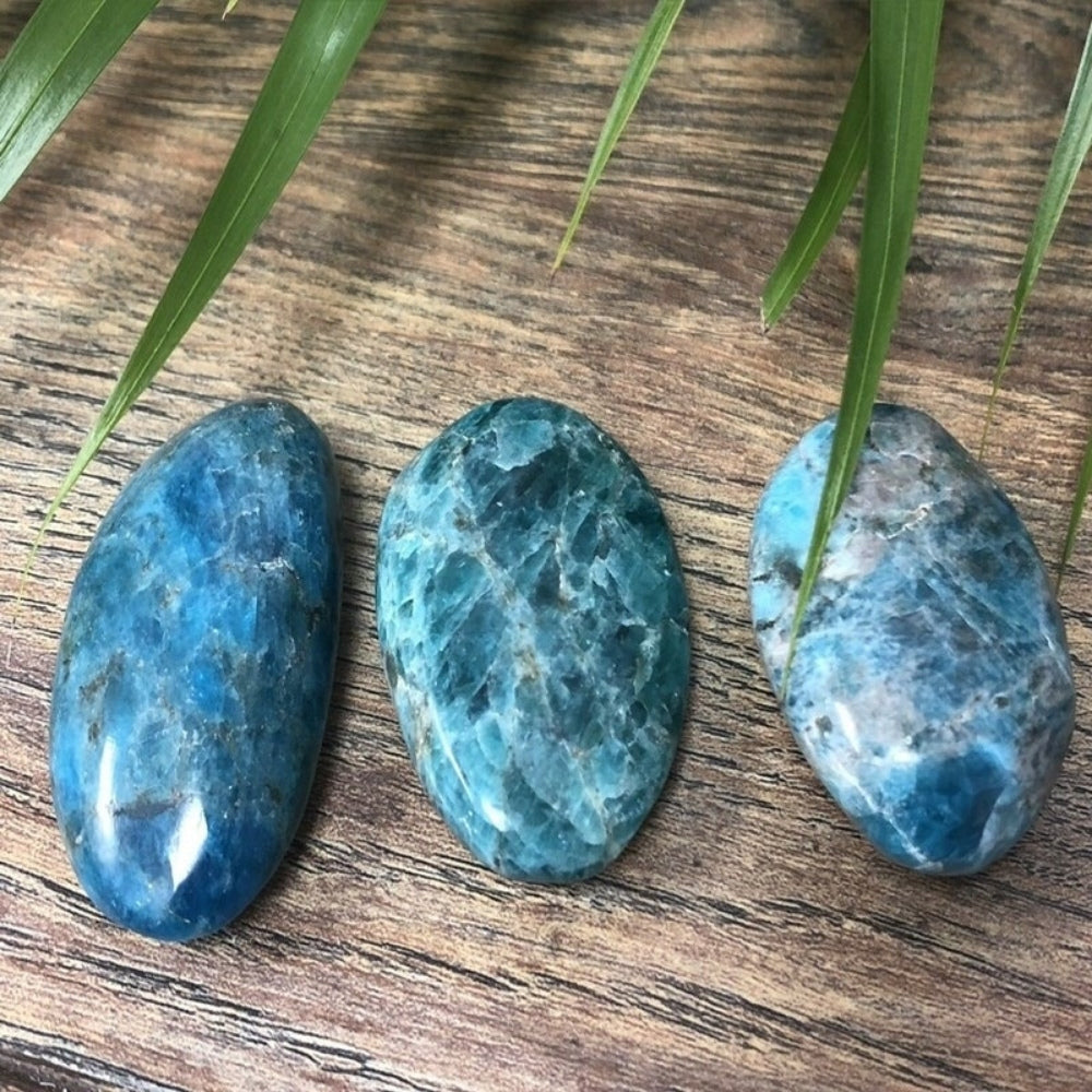 Blue Apatite Crystal Palm Stone