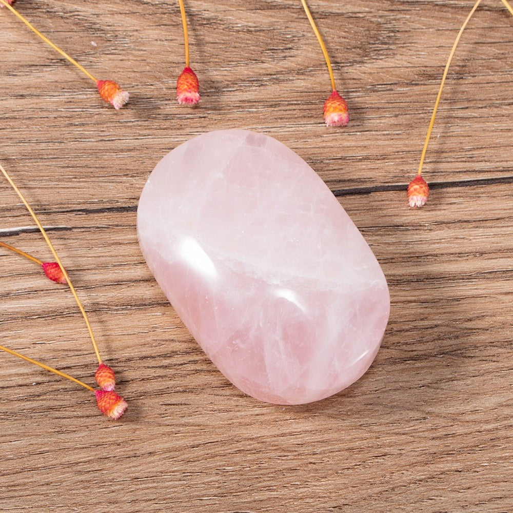 Polished Rose Quartz Palm Stone