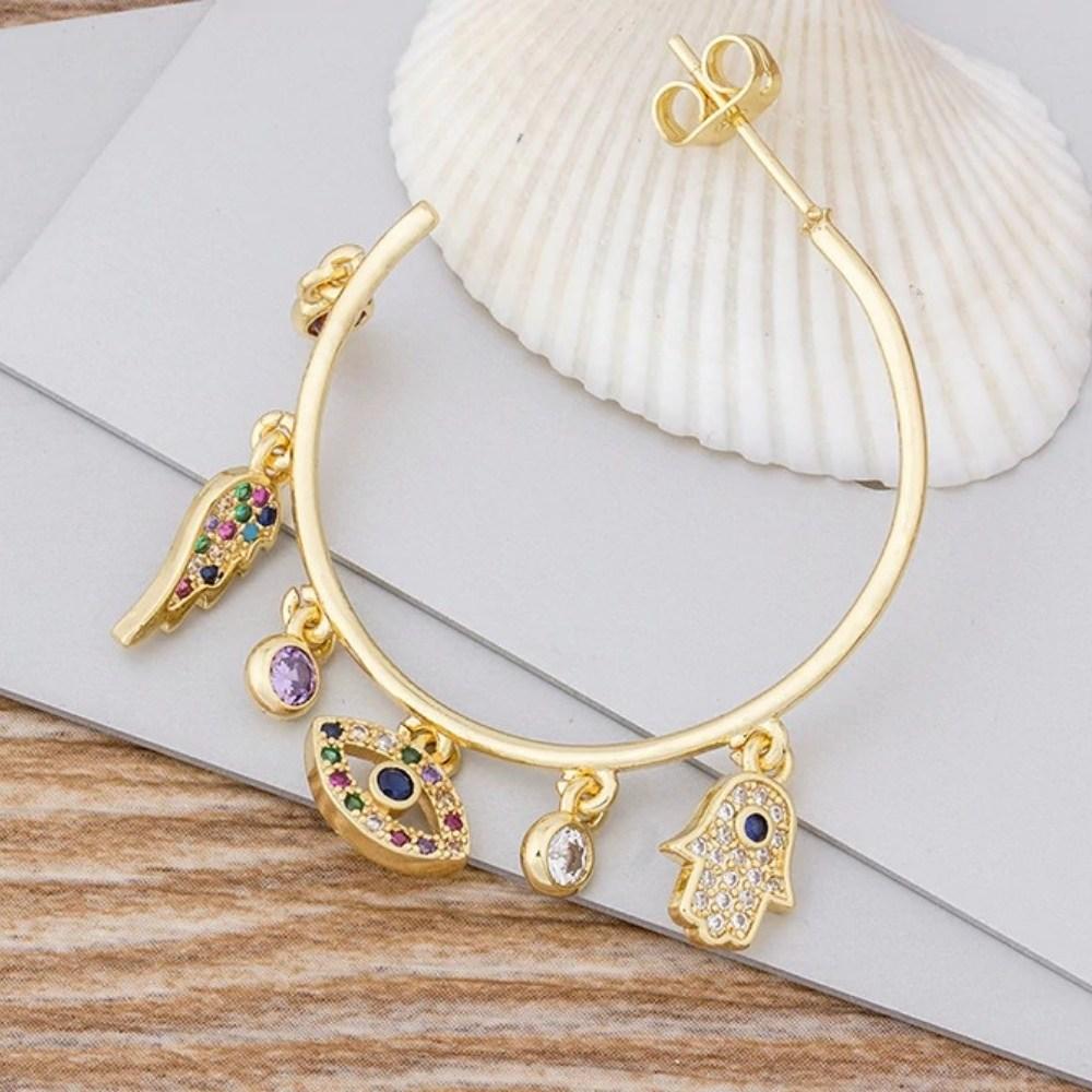 Evil Eye Gold Hoop Earrings