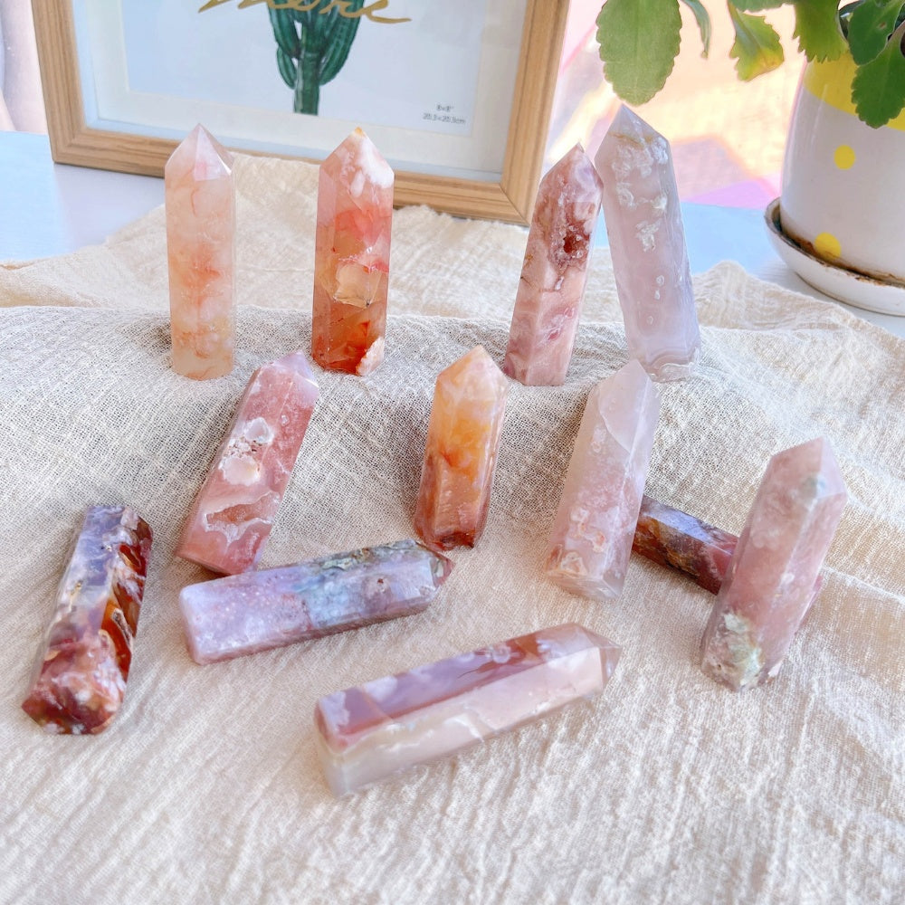 Sakura Flower Agate Crystal Points