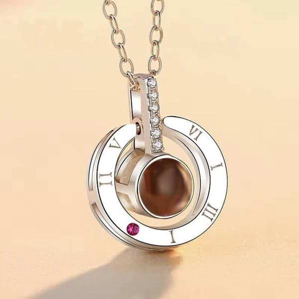 I LOVE YOU In 100 Languages Projection Necklace – Romantic Alloy Pendant, 17.5" Chain
