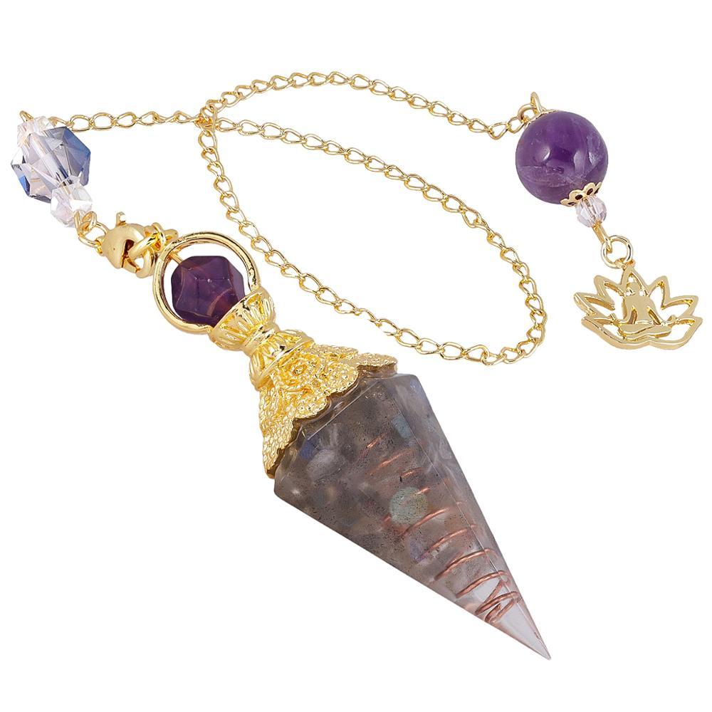 Crystal Gemstone Gold Divination Pendulum