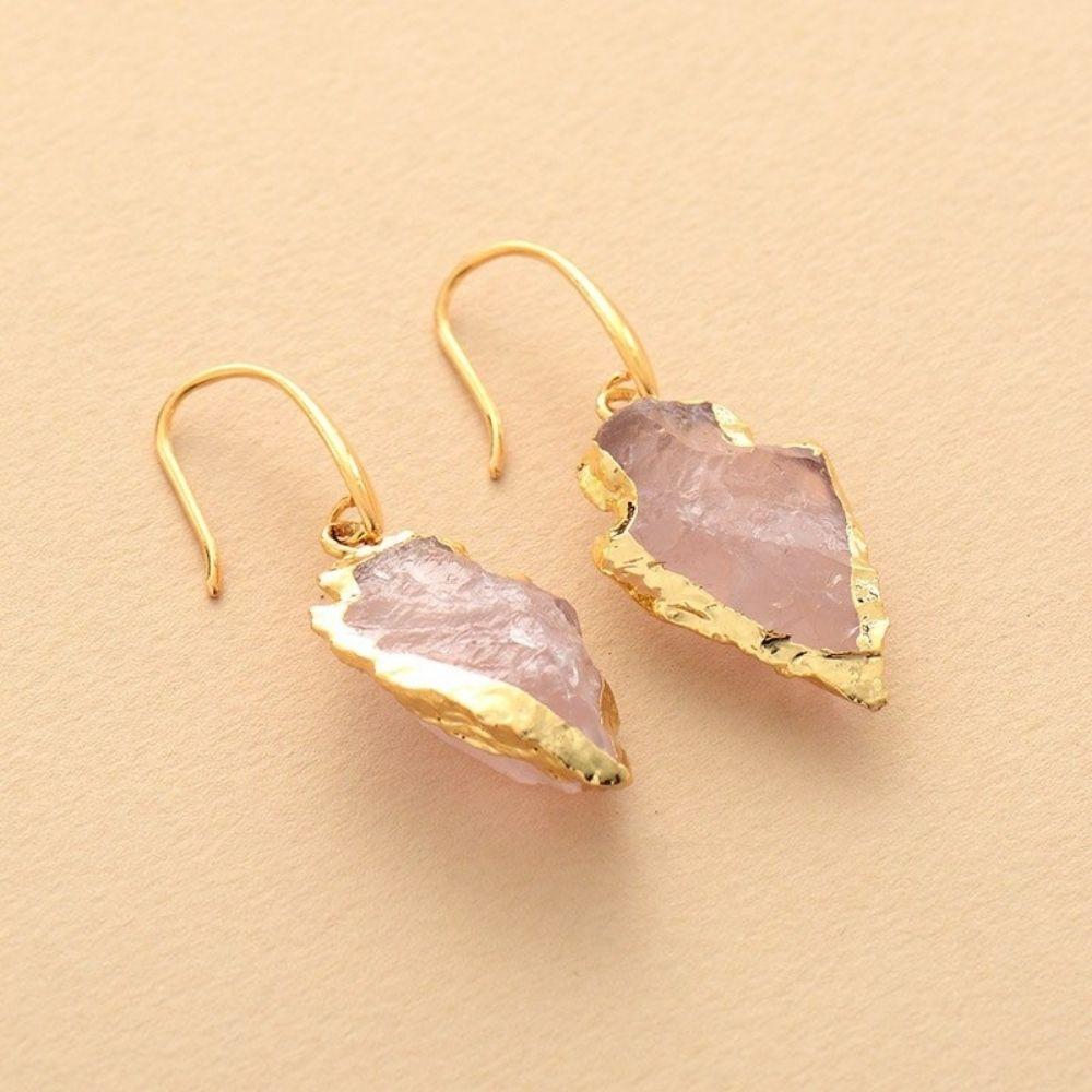 Rose Quartz Crystal Drop Earrings