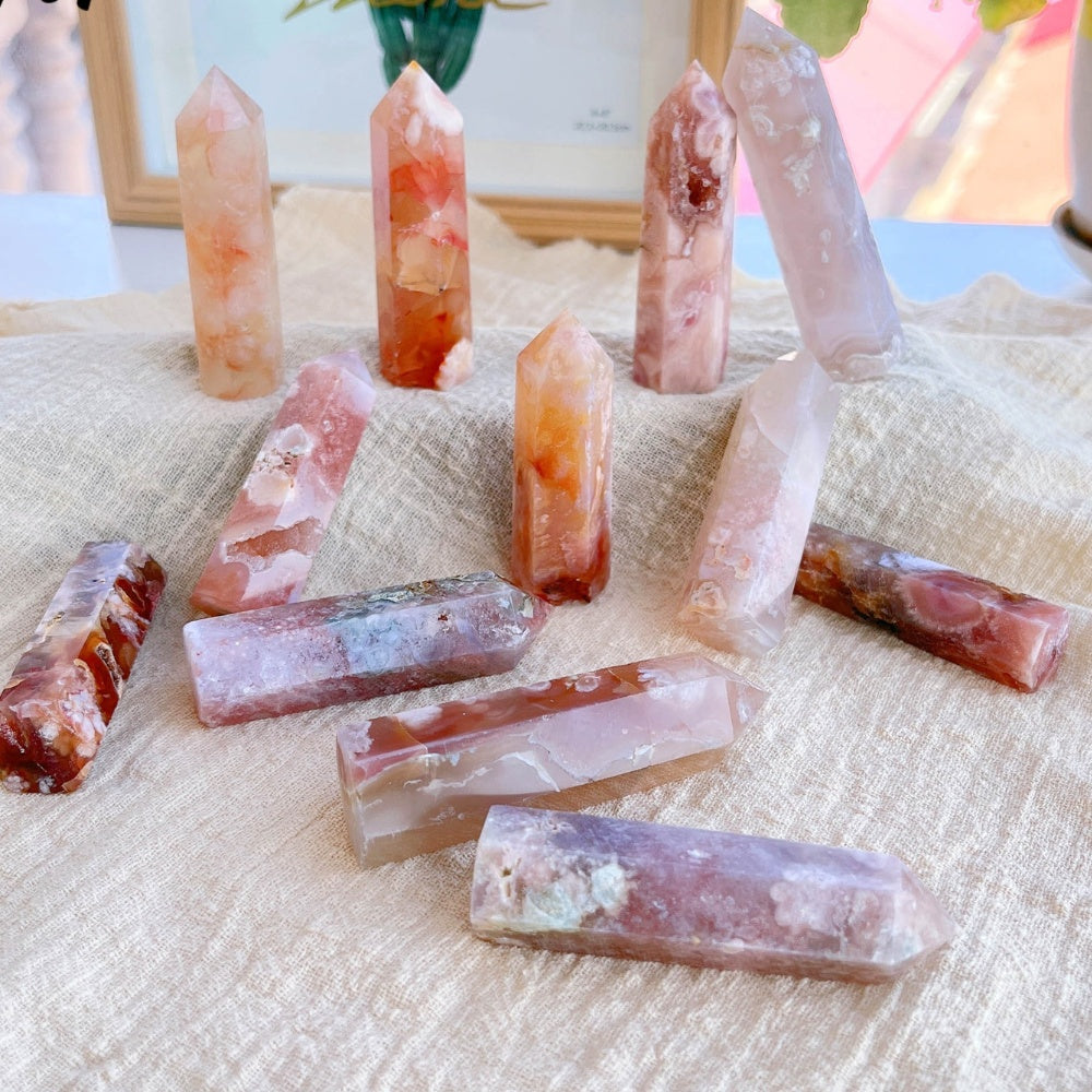 Sakura Flower Agate Crystal Points