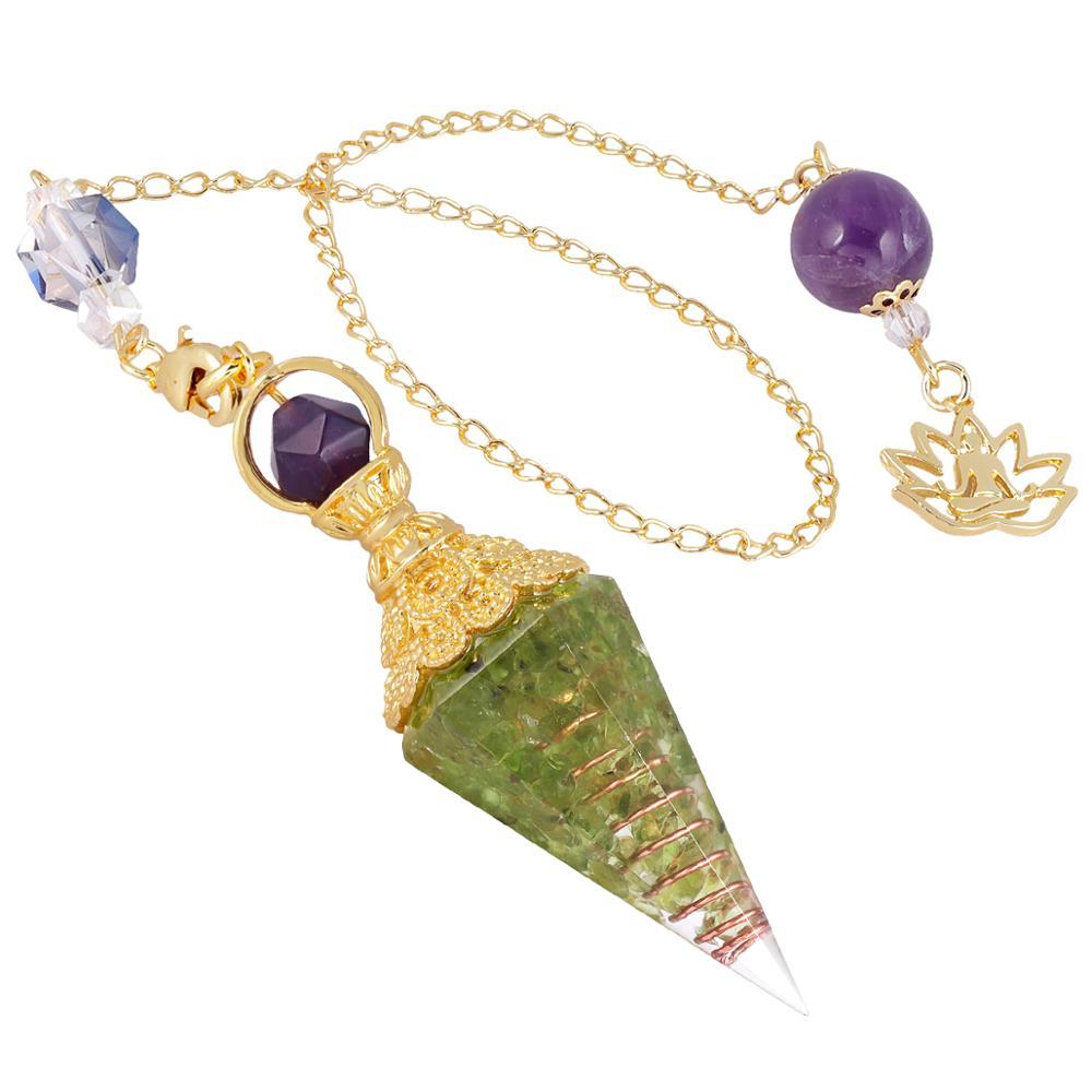 Crystal Gemstone Gold Divination Pendulum