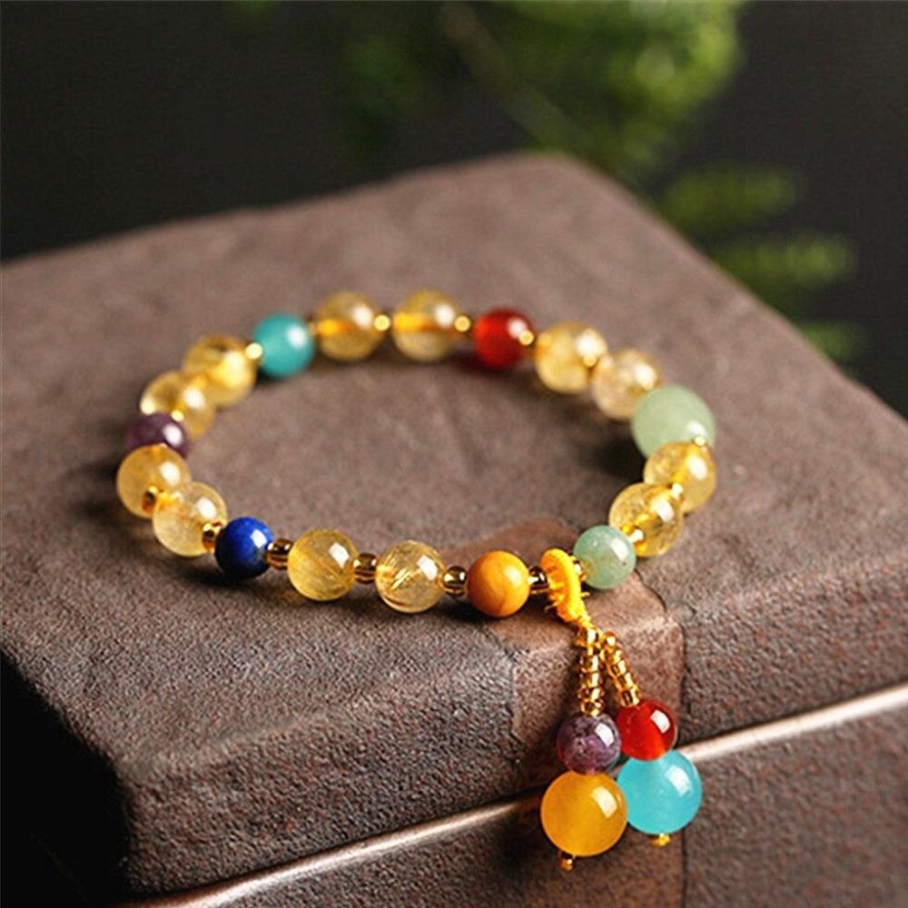 Citrine Crystal 7 Chakra Beaded Necklace