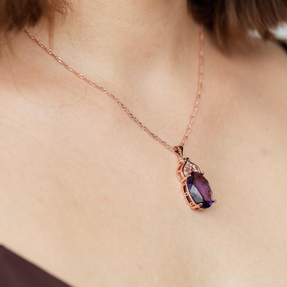 Gold Amethyst Crystal Necklace