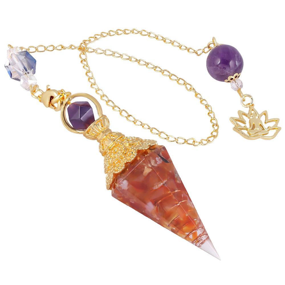 Crystal Gemstone Gold Divination Pendulum