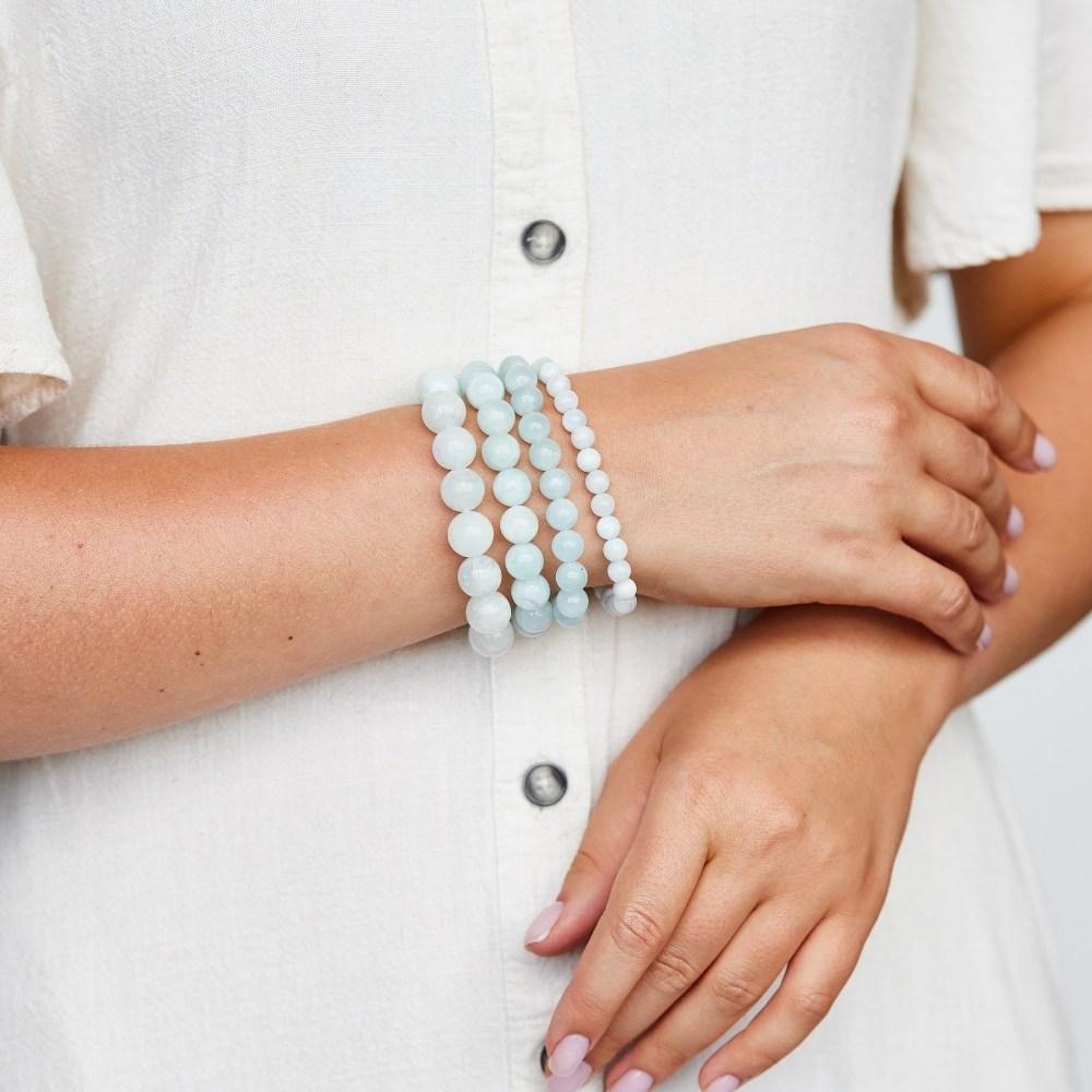 Aquamarine Crystal Bead Bracelet