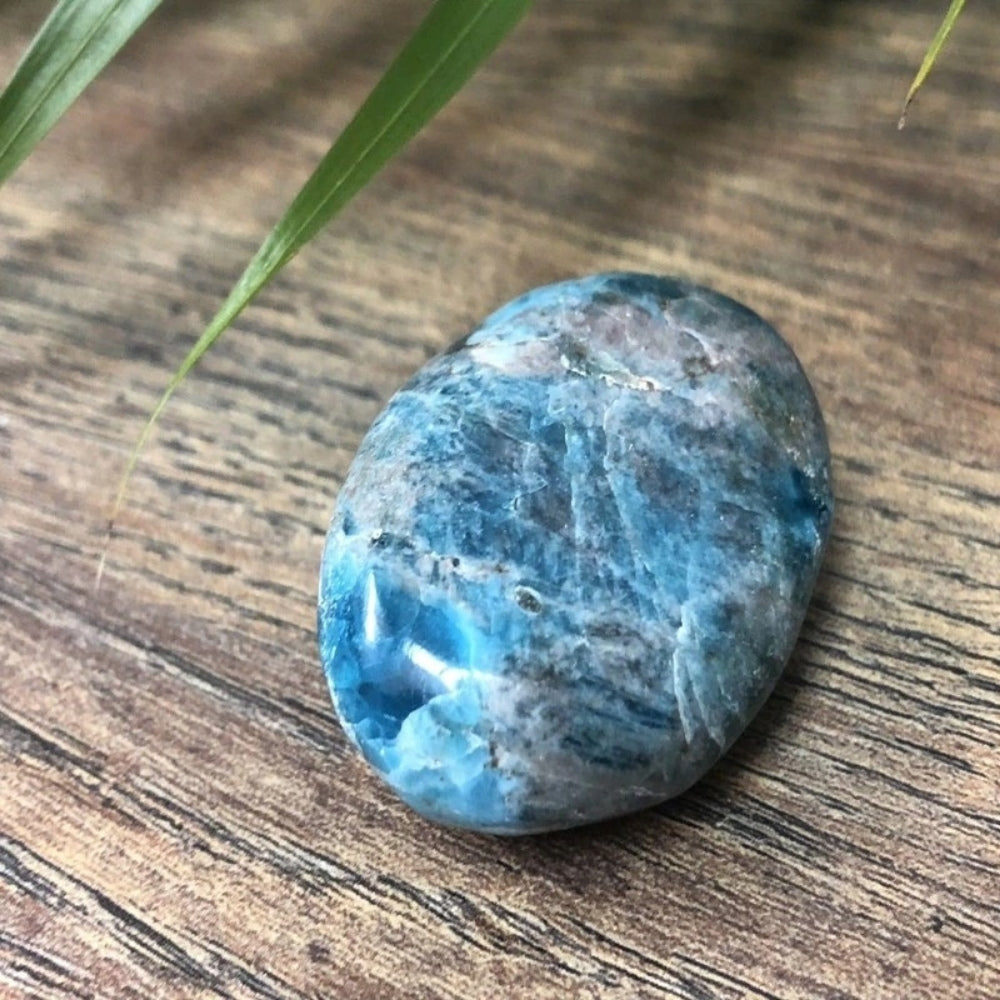 Blue Apatite Crystal Palm Stone