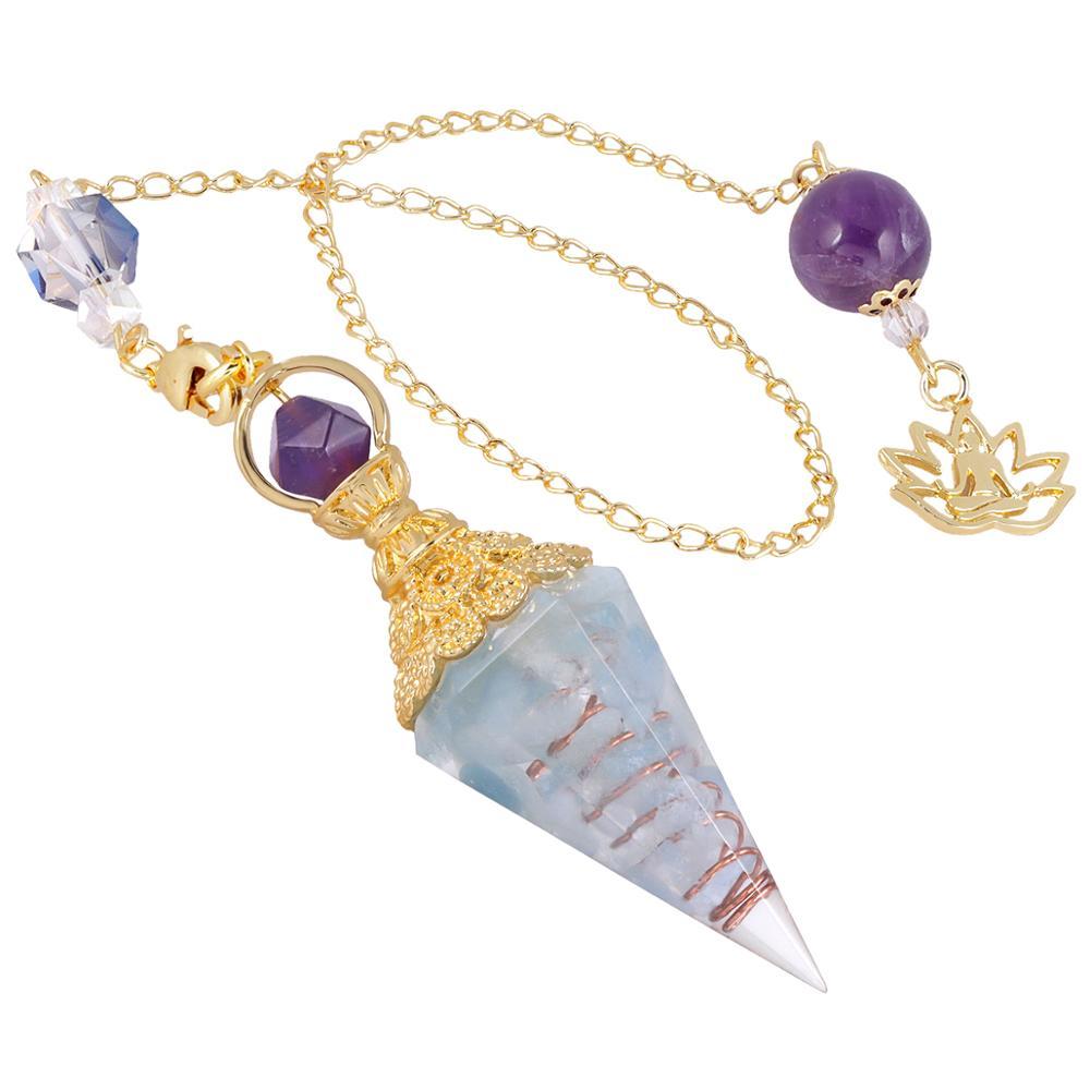 Crystal Gemstone Gold Divination Pendulum