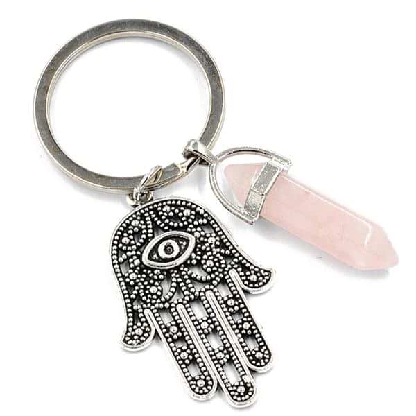 Hamsa Hand Natural Gemstone Keychain