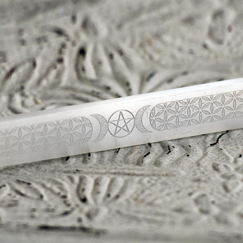 Selenite Stone Triple Moon Crystal Wand