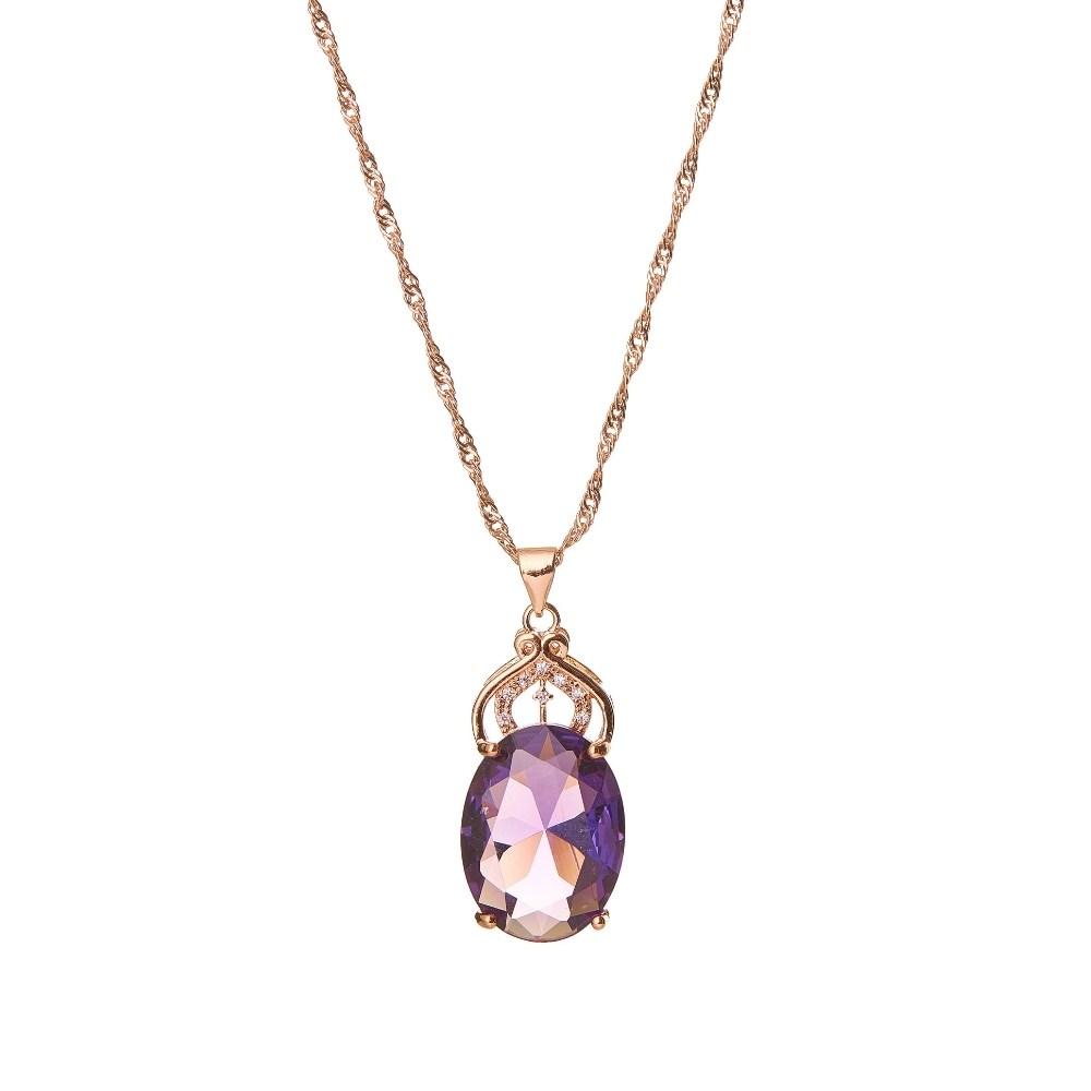 Gold Amethyst Crystal Necklace