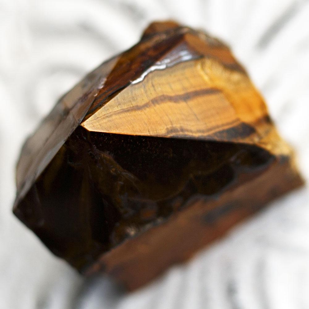 Raw Tiger Eye Crystal Point with Natural Sides