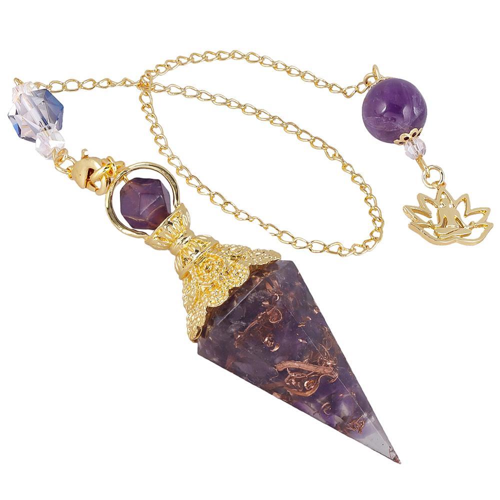 Crystal Gemstone Gold Divination Pendulum