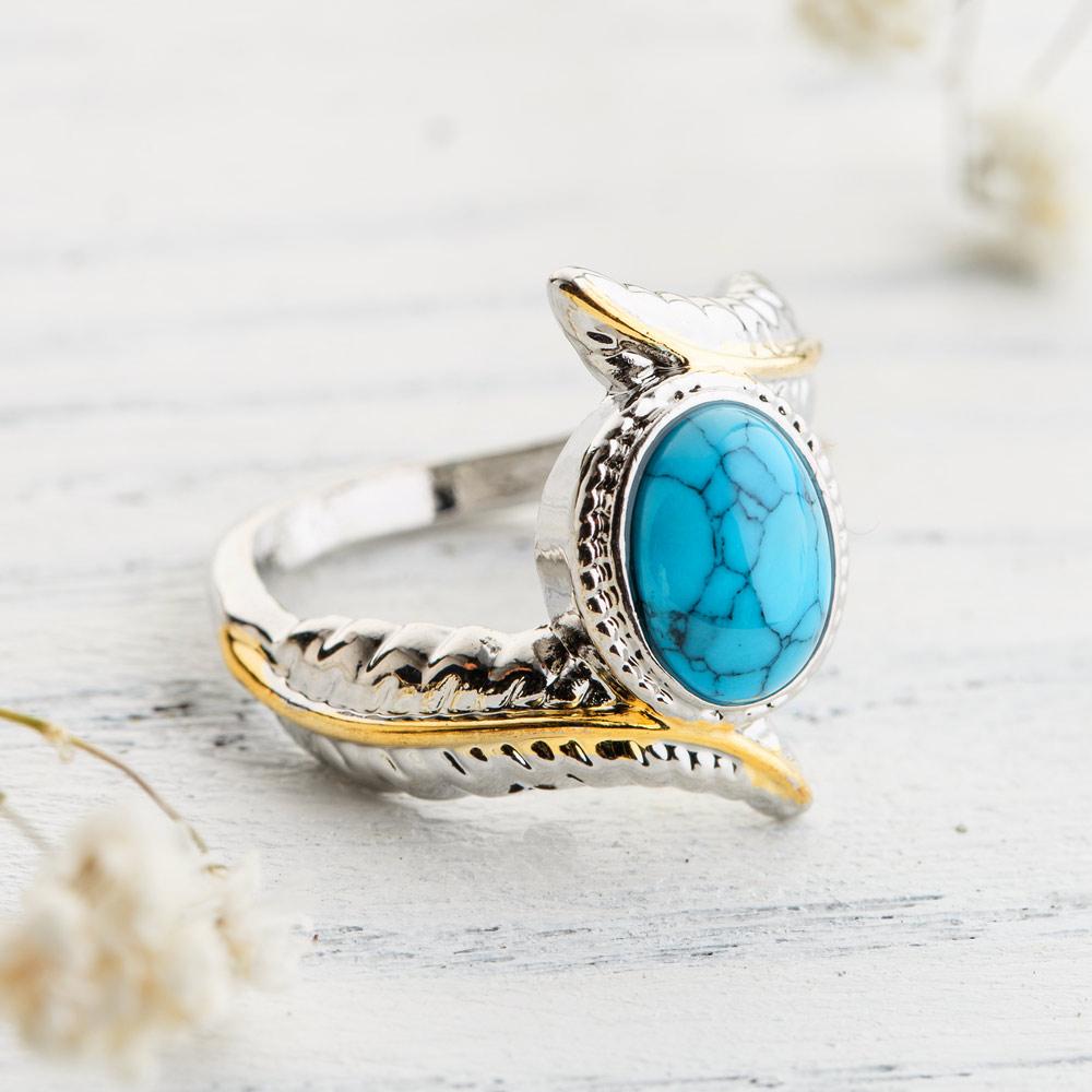 Wisdom Feather Turquoise Ring