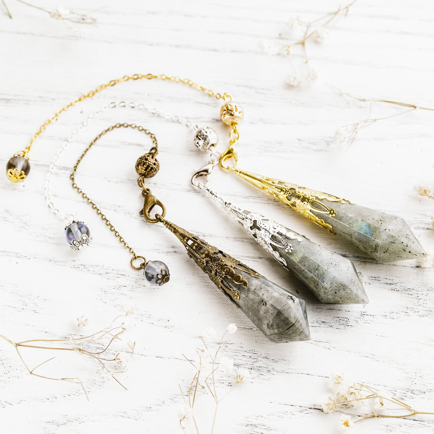 Bohemian Labradorite Crystal Pendulum