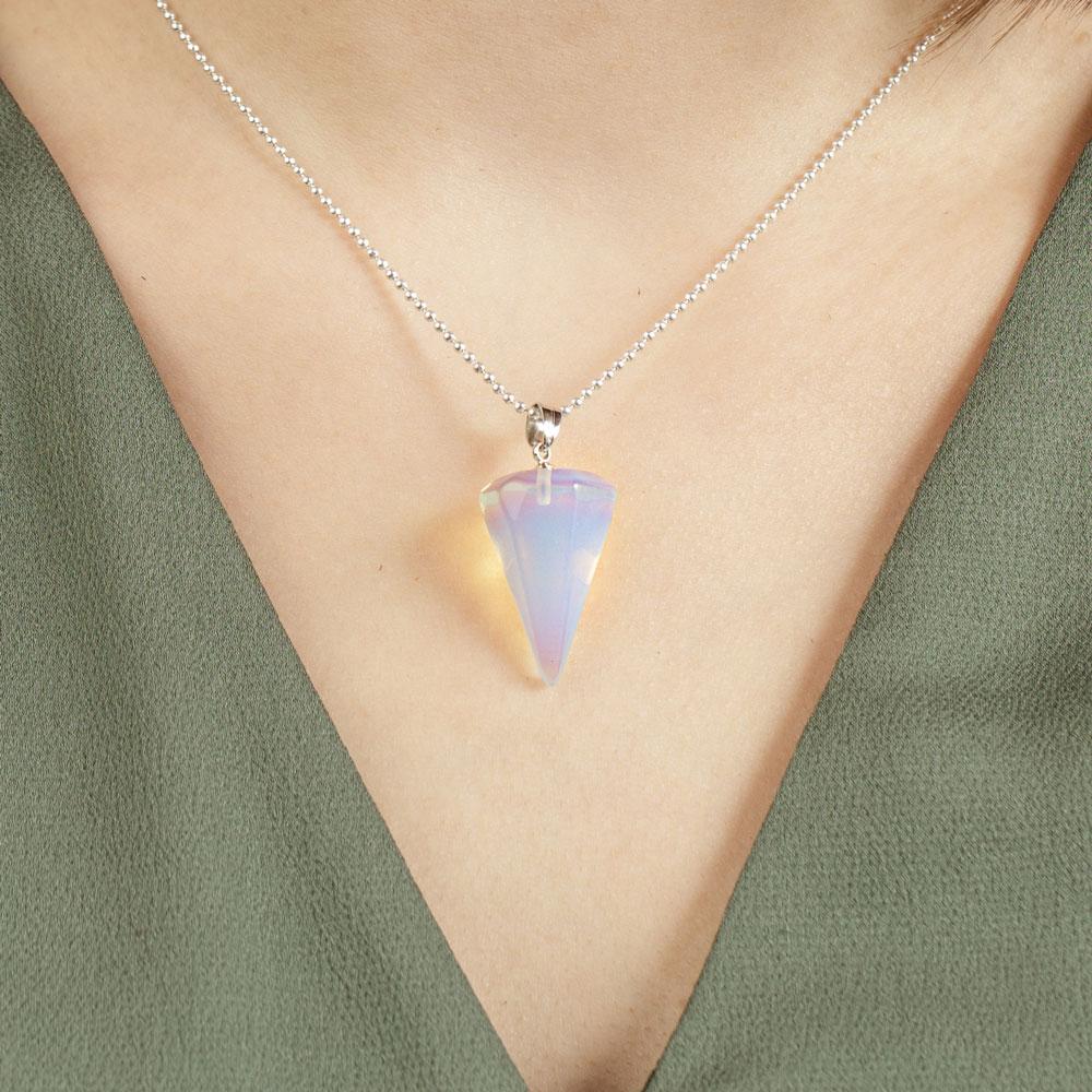 Crystal Gemstone Hexagon Necklace Pendulum