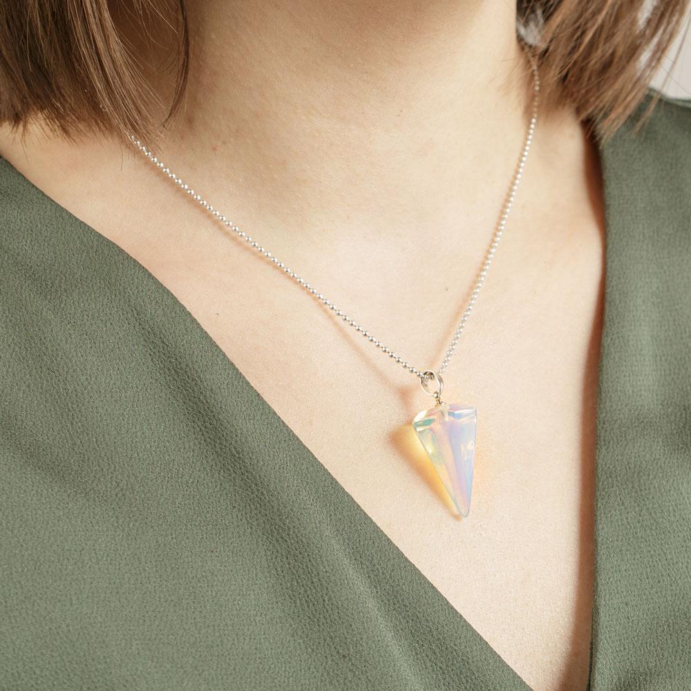 Crystal Gemstone Hexagon Necklace Pendulum