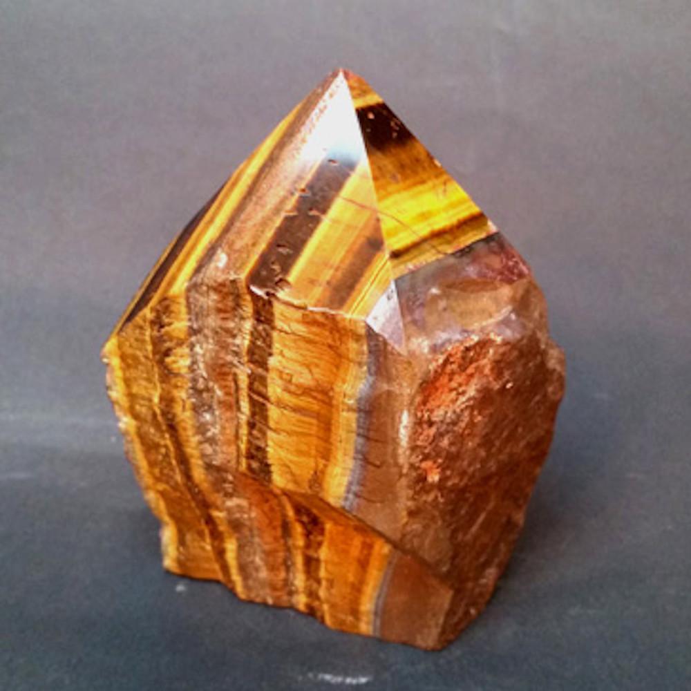 Raw Tiger Eye Crystal Point with Natural Sides