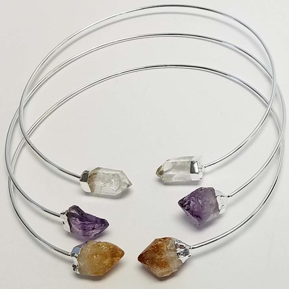 Linking Silver Double Point Crystal Necklace