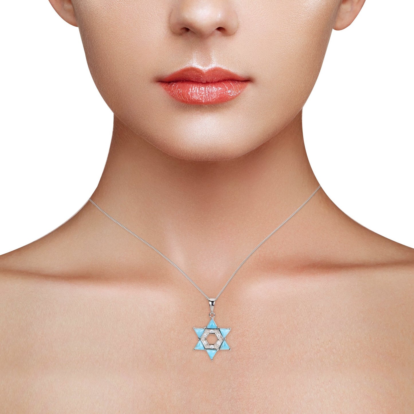 Shining Larimar Star Necklace