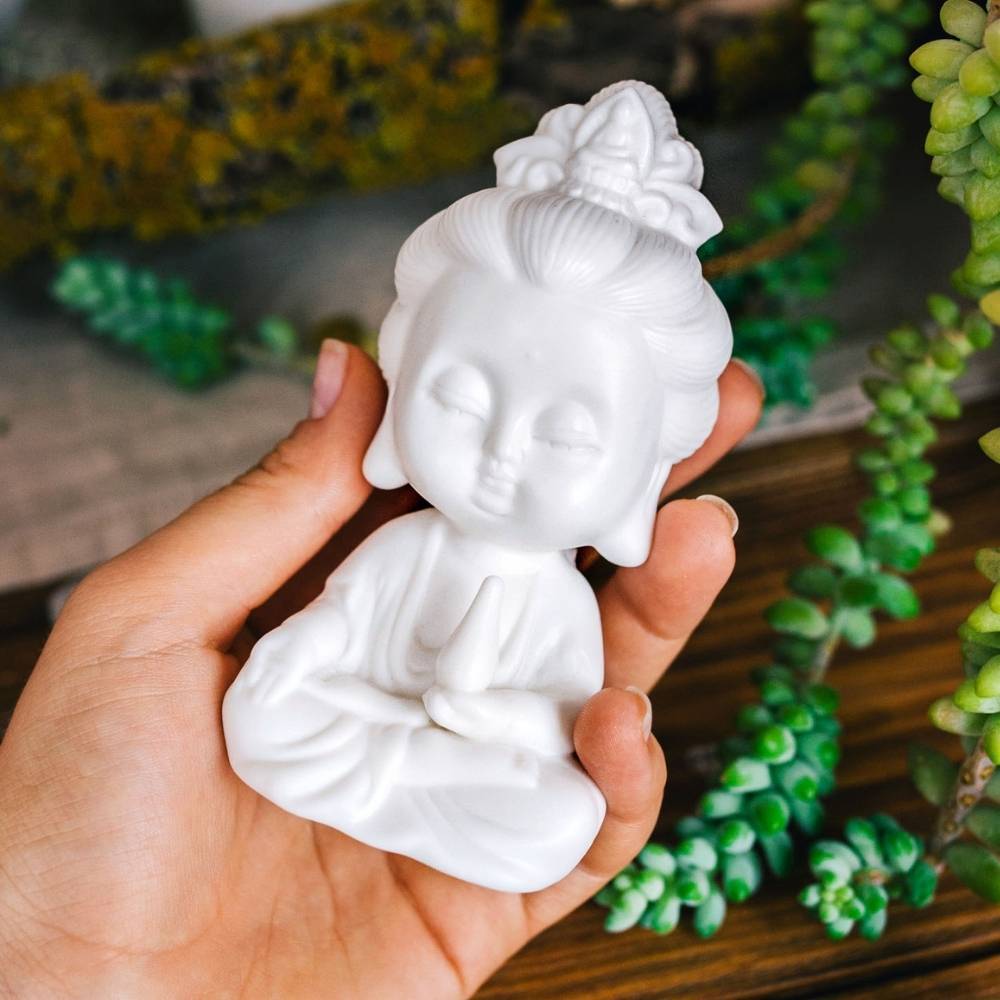 Stillness White Buddha Statue Figurine