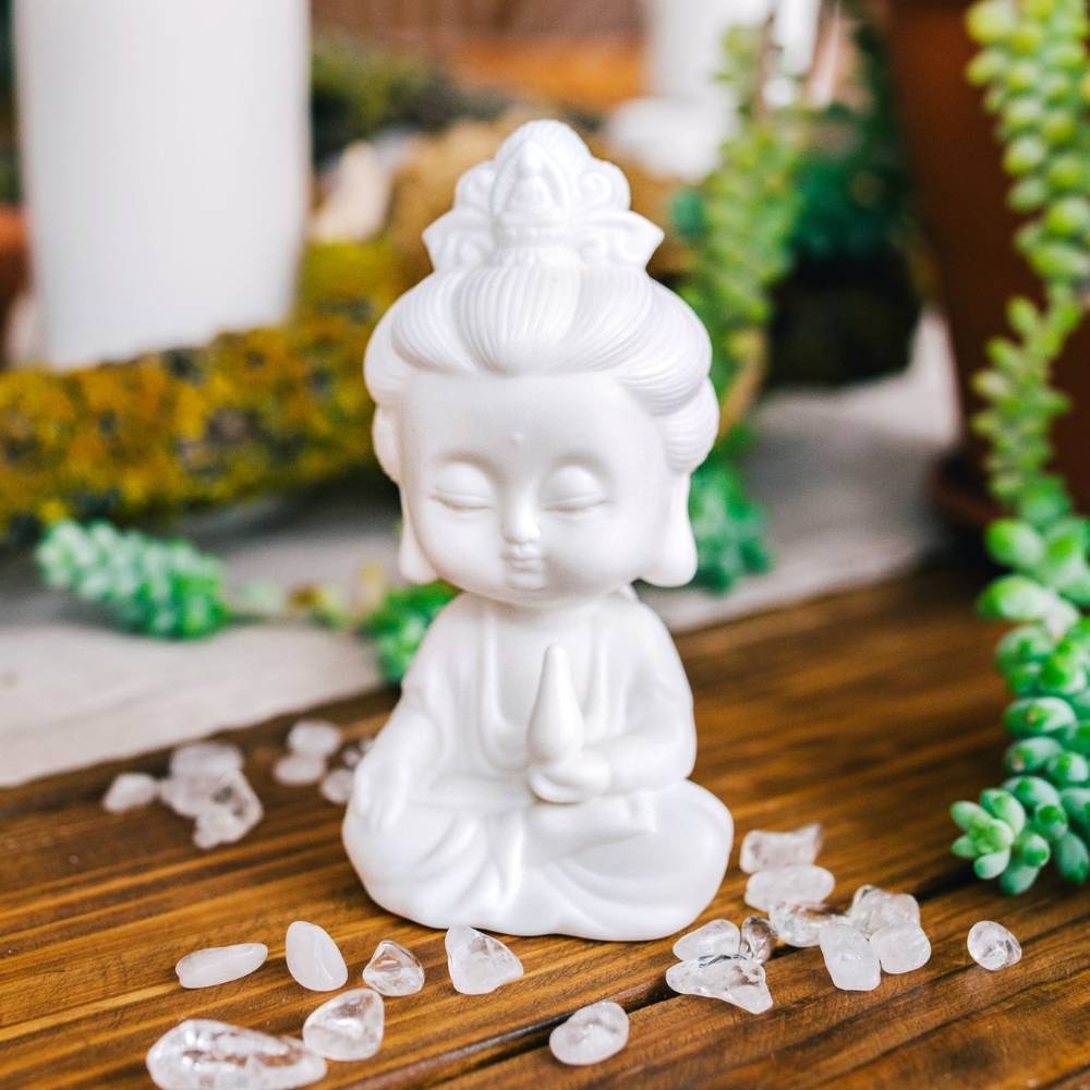 Stillness White Buddha Statue Figurine