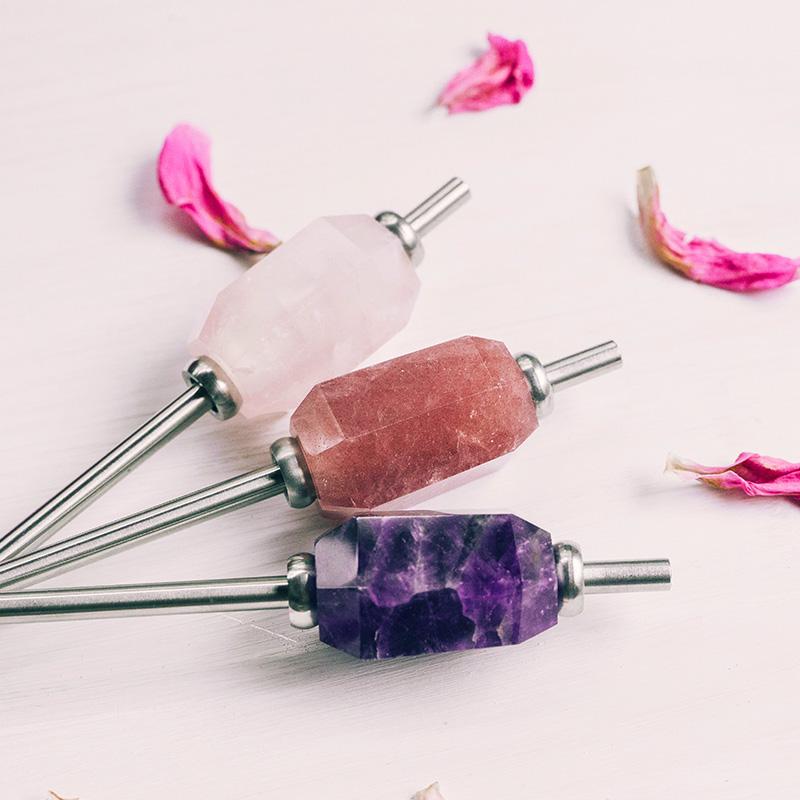 Shop AMETHYST & CLEAR QUARTZ GLASS STRAWS