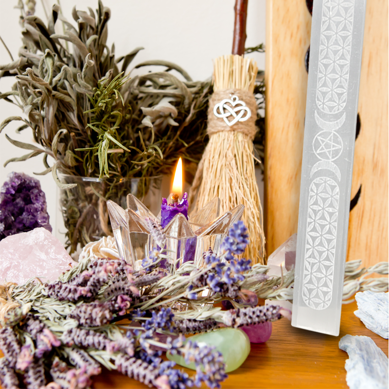 Selenite Stone Triple Moon Crystal Wand