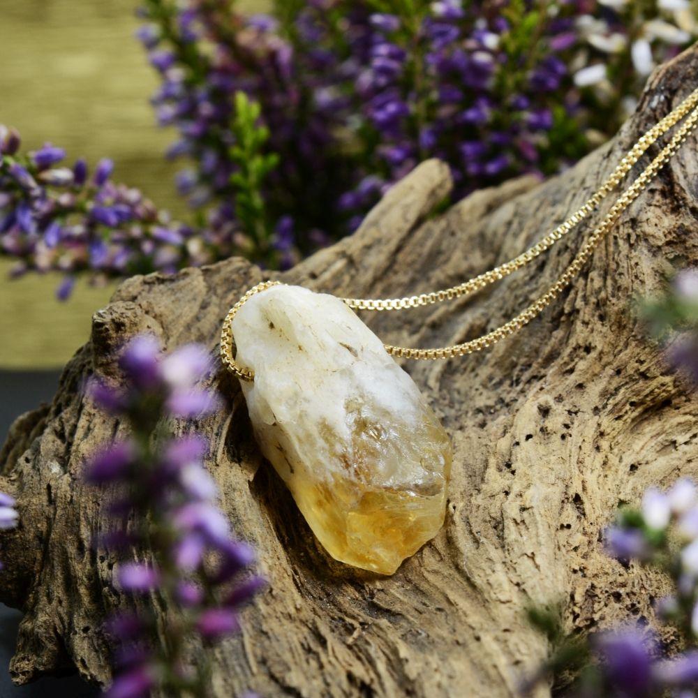 Raw Citrine Crystal Pendant Necklace