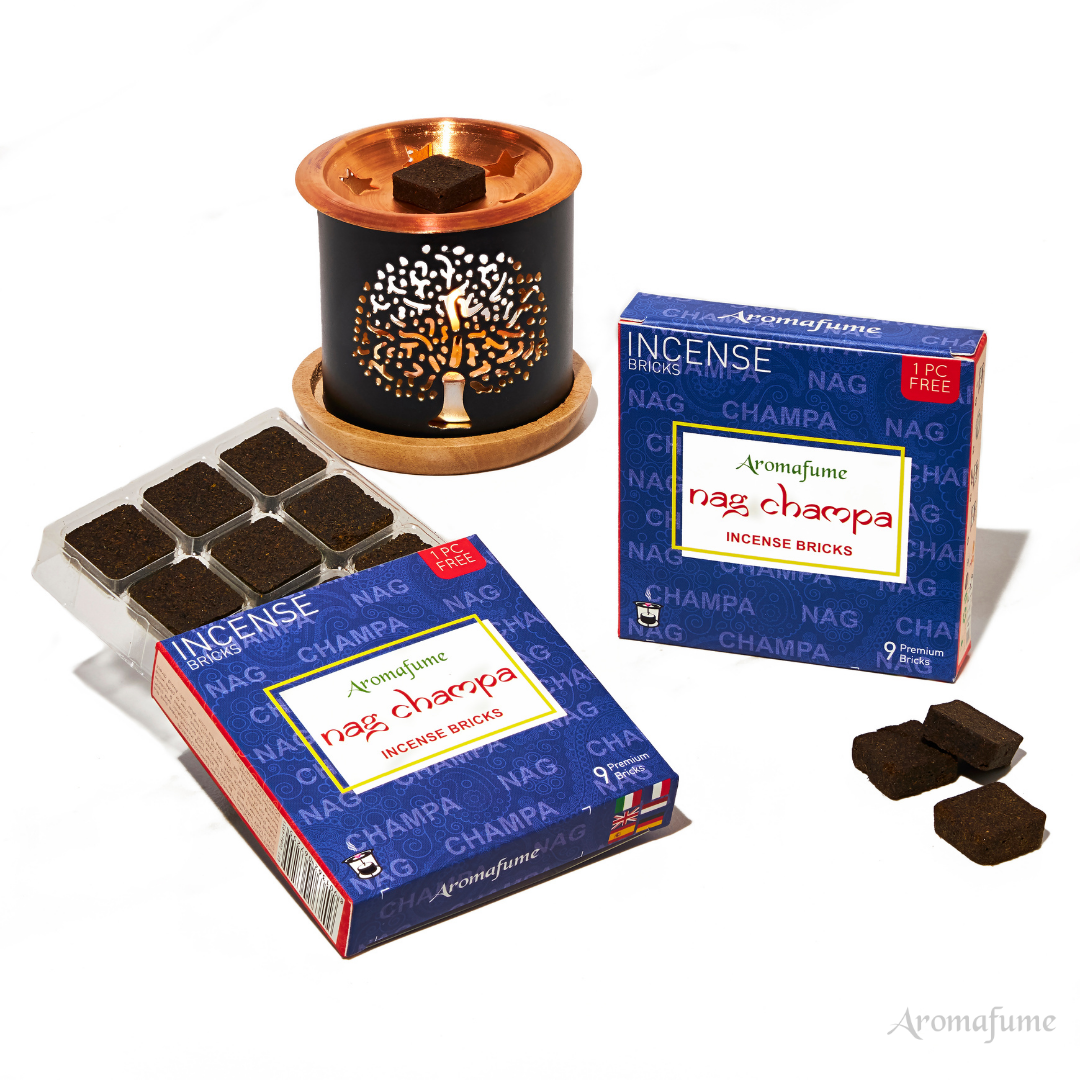 Nag Champa Incense Bricks and Burner Set