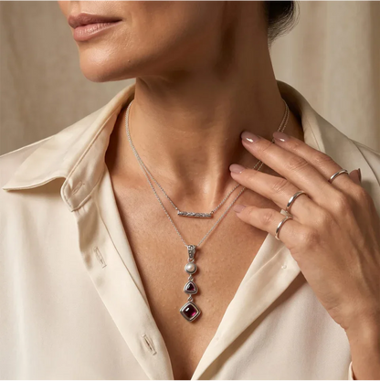 Ruby Pearl Pendant – Vintage Red Gemstone Crystal Jewelry